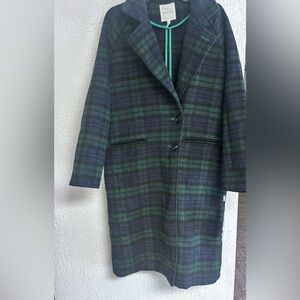 NWT Avec Les Filles by Anthropologie Women’s green & navy plaid coat size Small